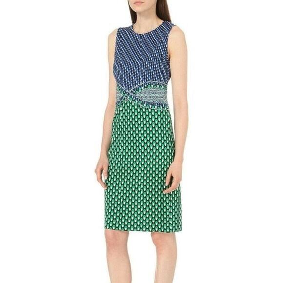 Diane Von Furstenberg Evita Dress Blue Green Size 2 - Picture 1 of 5